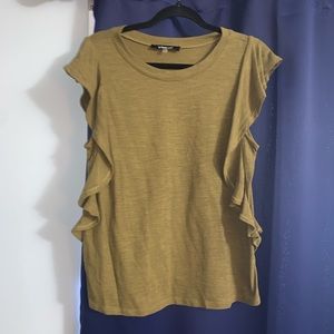 Sugar + Lips Green Ruffled Sleeve Top Size Large